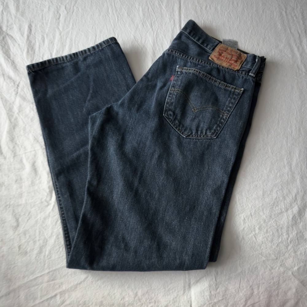 Levi's 559 Relaxed Straight Jeans Mens 36x34 Blue Good Distressed Denim